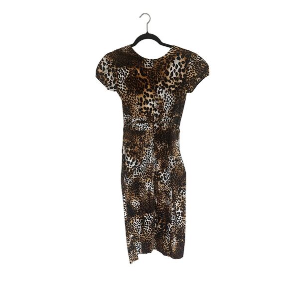 Stop Staring! Women's S Leopard Print Wiggle Dress Cap Sleeve Retro Pin-Up - Picture 11 of 12